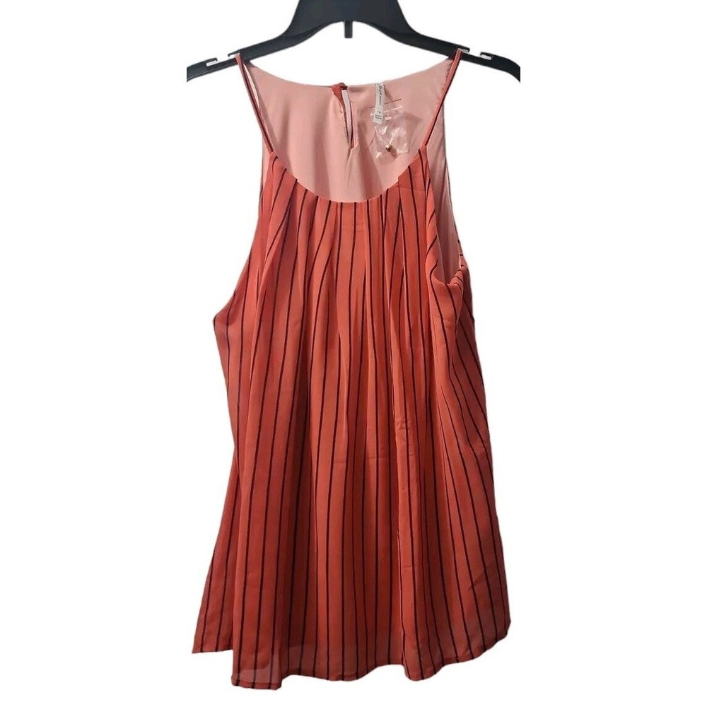 Couture Strappy Tank Top Pleated Sleeveless Blouse Casual 1X